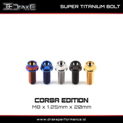 Drake Titanium Baut Corsa Series M8 Universal - M8X1.25X20, Silver