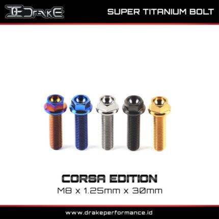 Drake Titanium Baut Corsa Series M8 Universal - M8X1.25X30, Silver