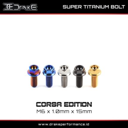 Drake Titanium Baut Corsa Series M6 Universal - M6X1.0X15, Biru