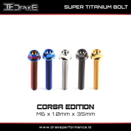 Drake Titanium Baut Corsa Series M6 Universal - M6X1.0X35, Biru