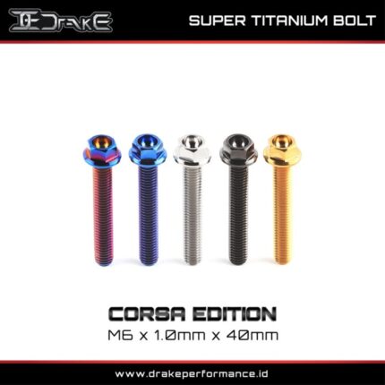 Drake Titanium Baut Corsa Series M6 Universal - M6X1.0X40, Biru