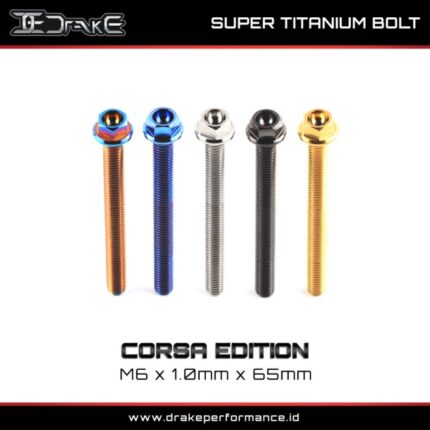 Drake Titanium Baut Corsa Series M6 Universal - M6X1.0X65, Hitam