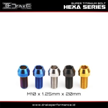 Drake Baut L Titanium M10 Hexa Series Grade 5 Original - M10X1.25X20, Gold