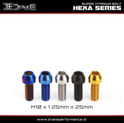 Drake Baut L Titanium M10 Hexa Series Grade 5 Original - M10X1.25X25, Black