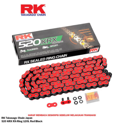 Rantai Motor RK Chain 520-120L KRX RX Ring Black Ninja 250 Z250 MT25 - Red