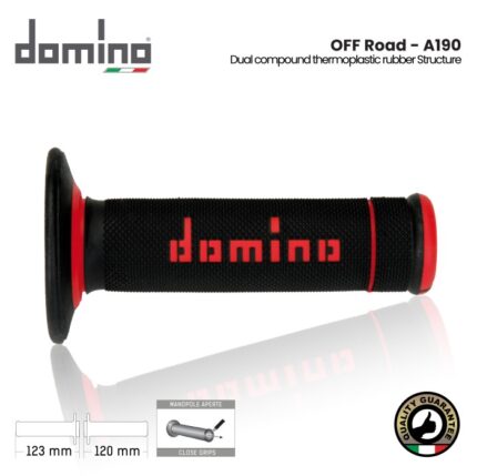 Handgrip Domino Italy Offroad A190 Exterme Original Universal - Hitam Merah