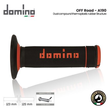 Handgrip Domino Italy Offroad A190 Exterme Original Universal - Hitam Orange