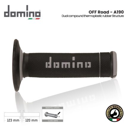 Handgrip Domino Italy Offroad A190 Exterme Original Universal - Hitam Abu