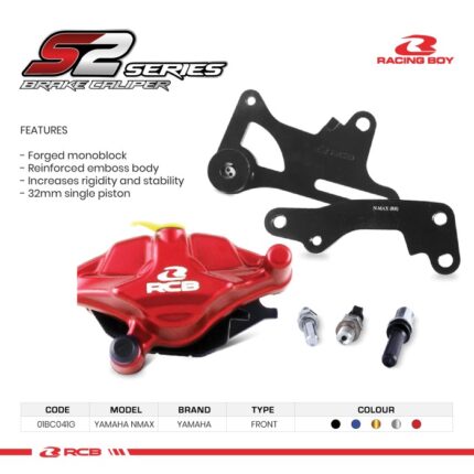 Kaliper RCB S2 1 Pot Nmax Aerox New/ Nmax Aerox Old Depan - Merah