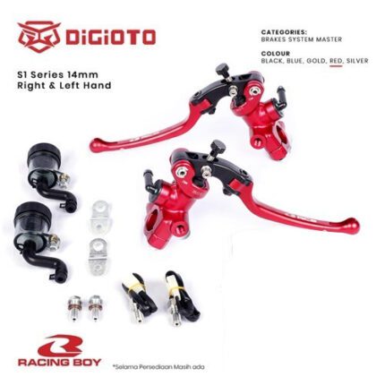 Paket Bundling Racing Boy RCB Master Rem Radial S1 14mm Kanan Kiri - Merah