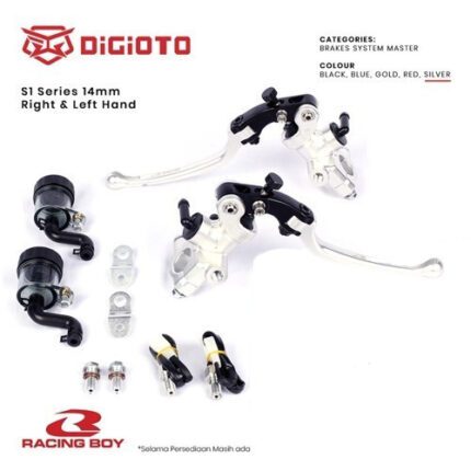 Paket Bundling Racing Boy RCB Master Rem Radial S1 14mm Kanan Kiri - Silver