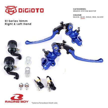 Paket Bundling Racing Boy RCB Master Rem Radial S1 14mm Kanan Kiri - Biru