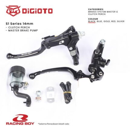 Paket Bundling Racing Boy RCB Master Rem S1 14mm Kanan + S1 Cable Only - Silver
