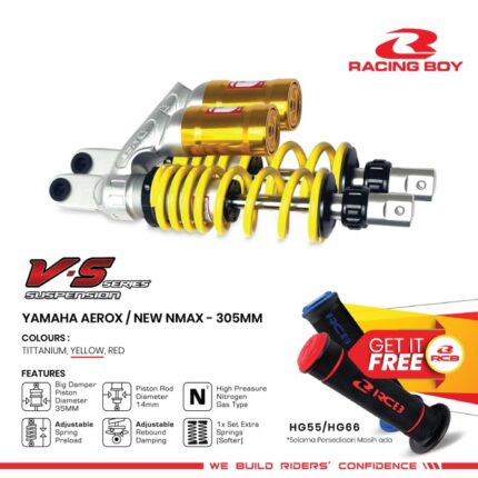 Shock Shockbreaker Racing Boy RCB VS Series Aerox 305mm - Kuning