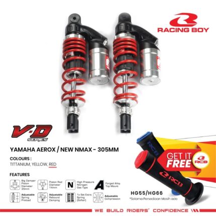 Shock Shockbreaker Racing Boy RCB VD Series Aerox 305mm - Merah
