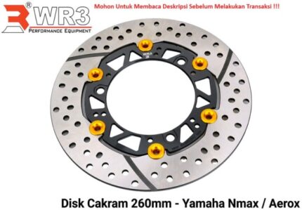 Piringan Cakram WR3 Nmax Aerox 260mm Discbrake Full Floating - Black Gold