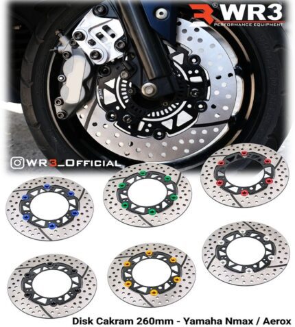 Piringan Cakram WR3 Nmax Aerox 260mm Discbrake Full Floating - Silver Black
