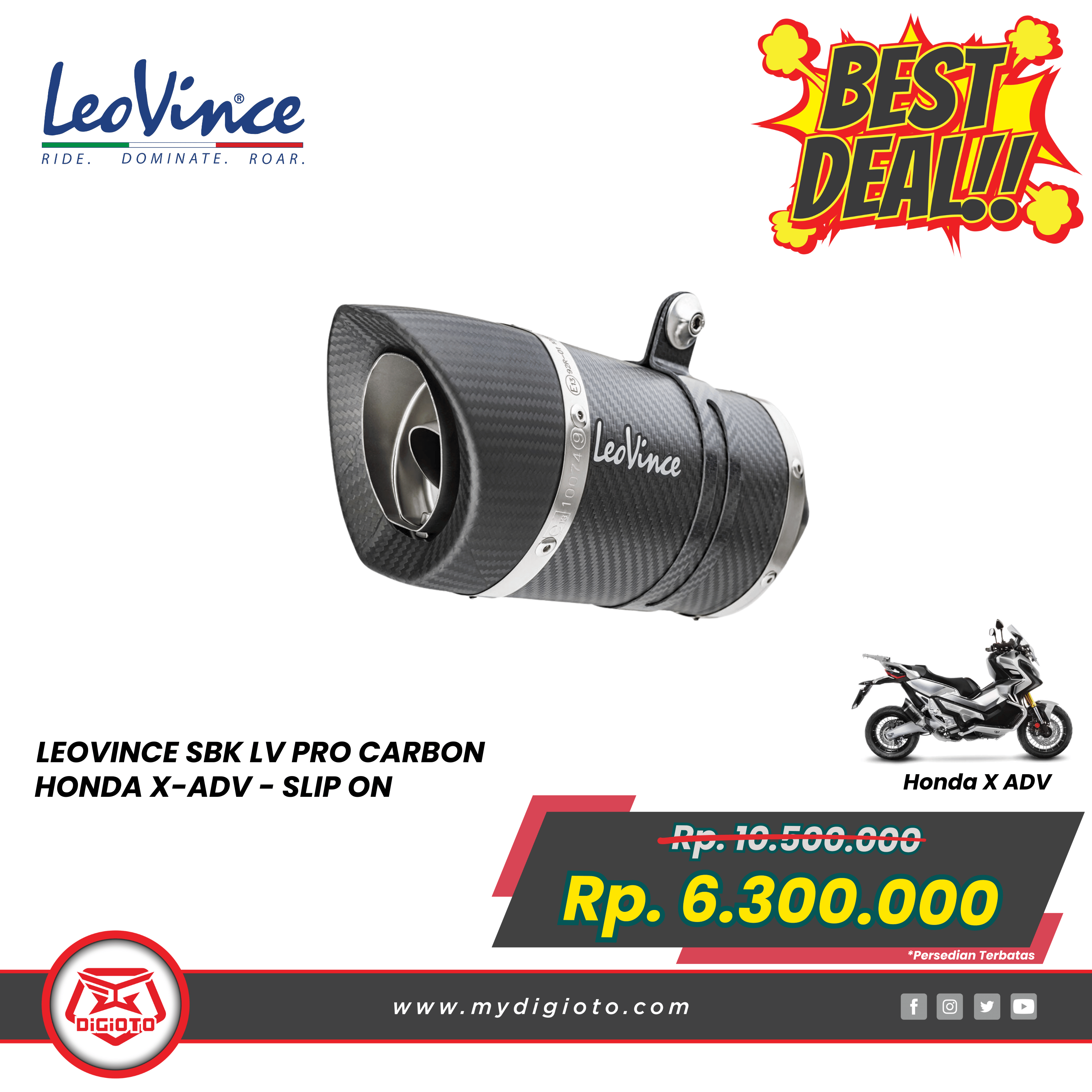 LEOVINCE SBK LV PRO CARBON HONDA X-ADV SLIP ON 14194E LEOVINCE SBK LV PRO CARBON HONDA X-ADV SLIP ON 14194E