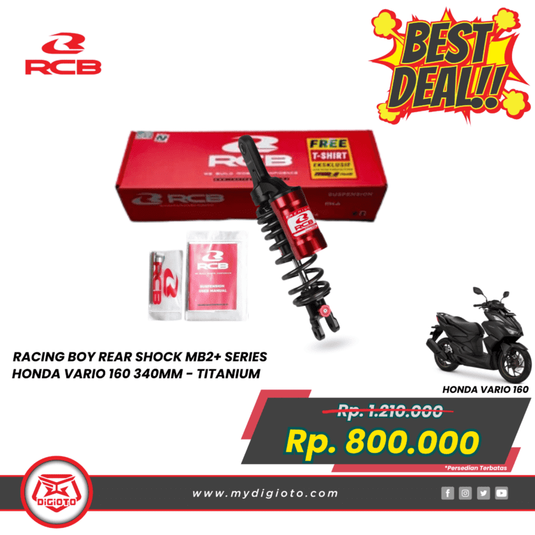 RACING BOY REAR SHOCK MB2+ SERIES HONDA VARIO 160 340MM TITANIUM 01M0208T