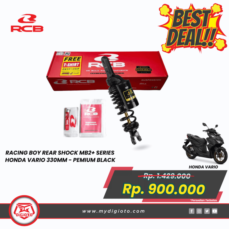 RACING BOY REAR SHOCK MB2+ SERIES HONDA VARIO 330MM PEMIUM BLACK