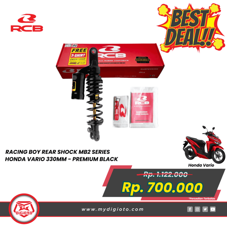 RACING BOY REAR SHOCK MB2 SERIES HONDA VARIO 330MM PREMIUM BLACK