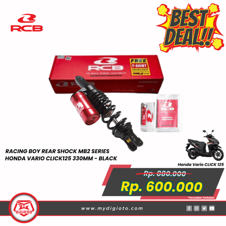 RACING BOY REAR SHOCK MB2 SERIES HONDA VARIO CLICK125 330MM BLACK