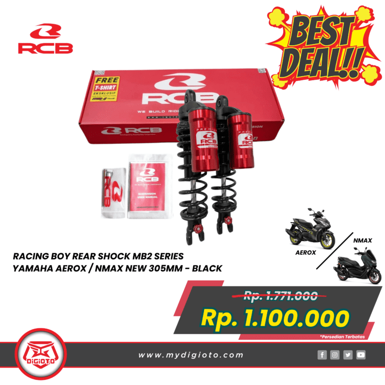 RACING BOY REAR SHOCK MB2 SERIES YAMAHA AEROX NMAX NEW 305MM BLACK 01A0180B