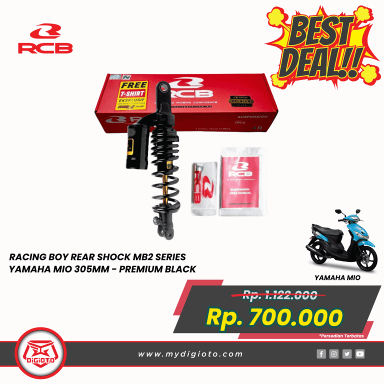 RACING BOY REAR SHOCK MB2 SERIES YAMAHA MIO 305MM PREMIUM BLACK 01M0168Z