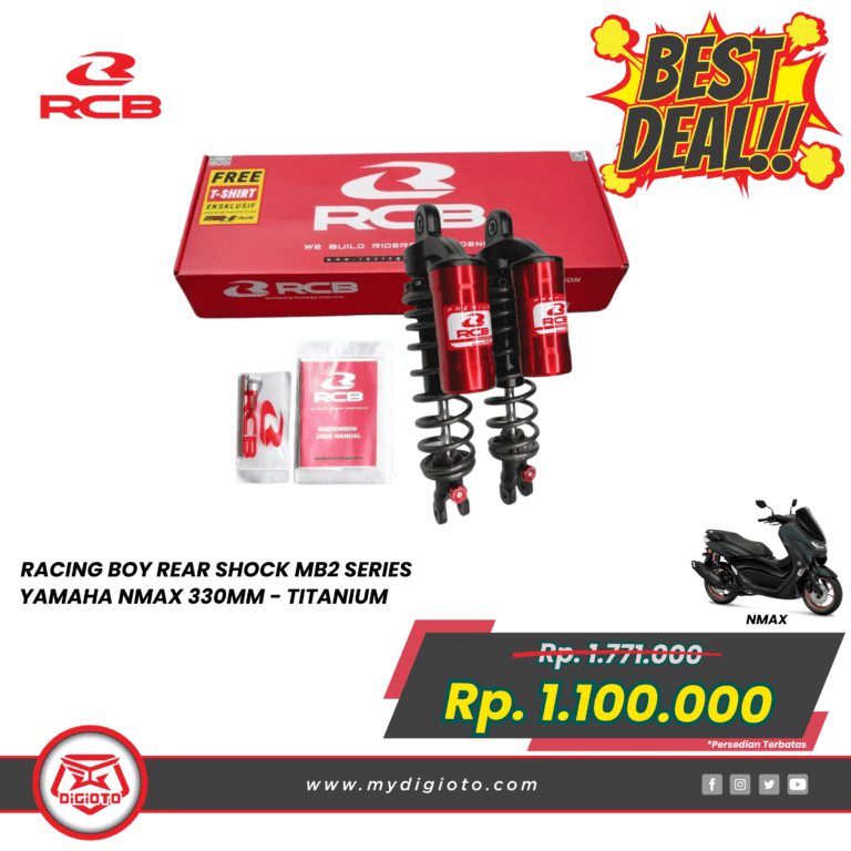 RACING BOY REAR SHOCK MB2 SERIES YAMAHA NMAX 330MM TITANIUM