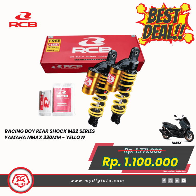RACING BOY REAR SHOCK MB2 SERIES YAMAHA NMAX 330MM YELLOW 01A0181Y