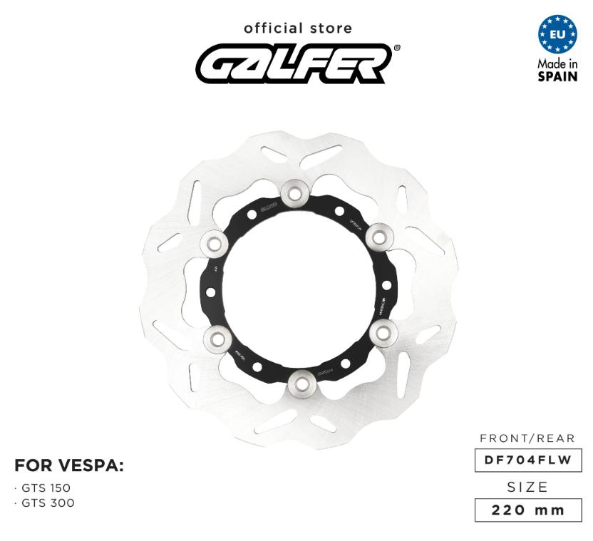Disc Brake Galfer Floating Depan Belakang Vespa GTS 150 Vespa GTS 300 Disc Brake Galfer Floating Depan Belakang Vespa GTS 150 Vespa GTS 300 F/R 220mm Discbrake DF704FLW - Gambar 1