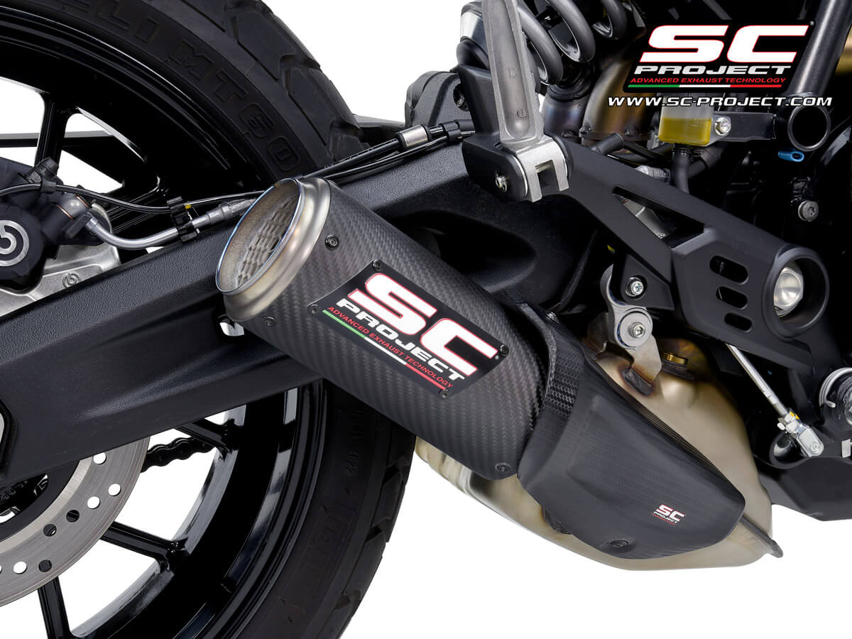 DUCATI SCRAMBLER 800 (2023) CR-T carbon exhaust, with stoneguard grid Sc Project Slip On CRT Carbon Ducati Scrambler 800 2025 - Gambar 1