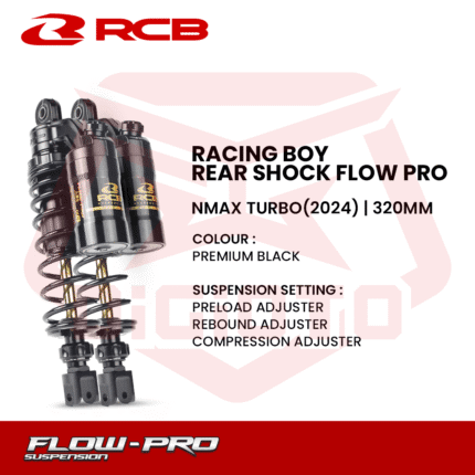 Shock Shockbreaker Belakang RCB Flow Pro Nmax Neo Turbo 320mm - Premium Black