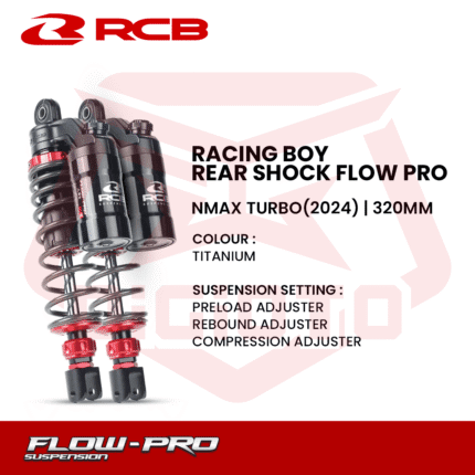 Shock Shockbreaker Belakang RCB Flow Pro Nmax Neo Turbo 320mm - Titanium