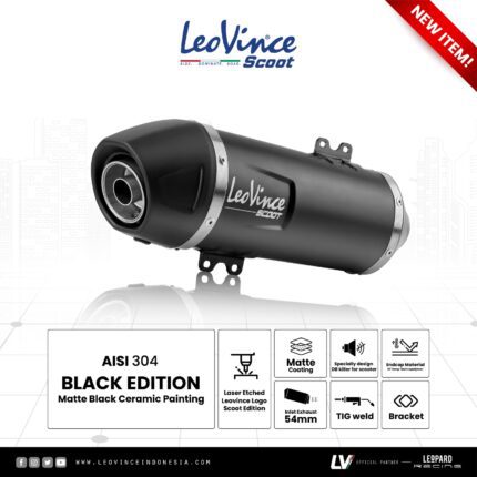 Knalpot Racing Matic Leovince LV Scoot Fullsystem Honda Stylo with Drake Header Stainless Original - Black Edition