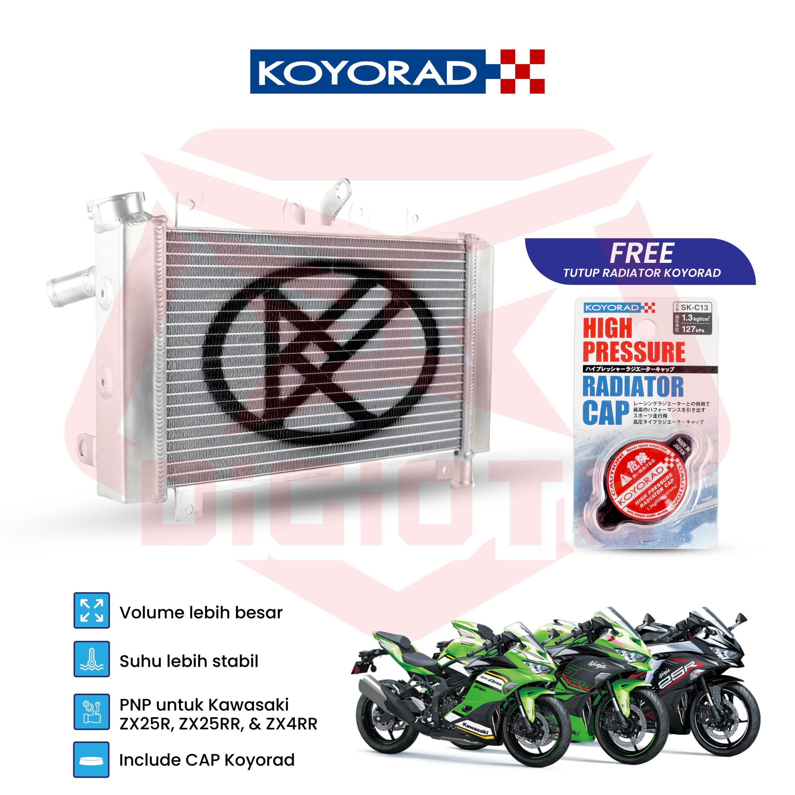 KOYORAD RACING RADIATOR + TUTUP KAWASAKI ZX25R 2 Radiator Koyorad Racing ZX25R ZX25RR ZX4RR - Gambar 1