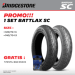 Bridgestone Battlax SC Set Depan Belakang Ban Motor Yamaha Nmax Upsize 120/70-13 & 140/70-13 Front Rear