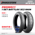 Ban Motor Bridgestone Battlax SC2 Rain Set Depan Belakang Xmax Forza 120/70-15 & 160/60-14 Front Rear
