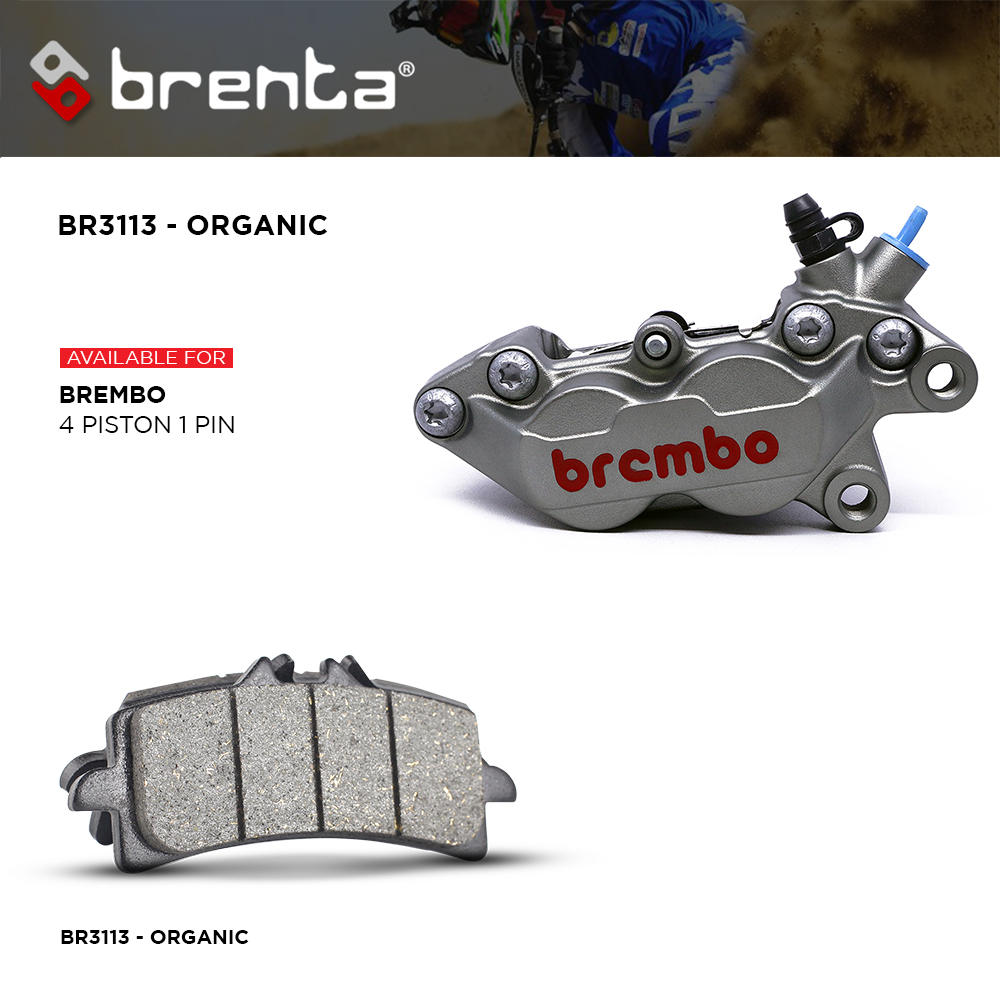 BRENTA_BREMBO Kampas Rem Organik Brenta Brembo M4/GP4RS BR3113 - Gambar 1