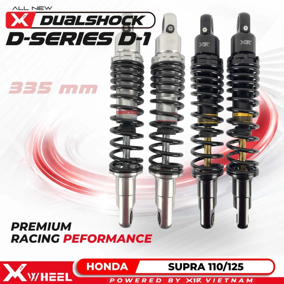X1R REAR SHOCK D-1 SERIES HONDA SUPRA 335MM Shock Shockbreaker XWheel D-1 D1 Series Supra 110 125 Revo Absolute Fit 335mm Non Tabung - Gambar 1
