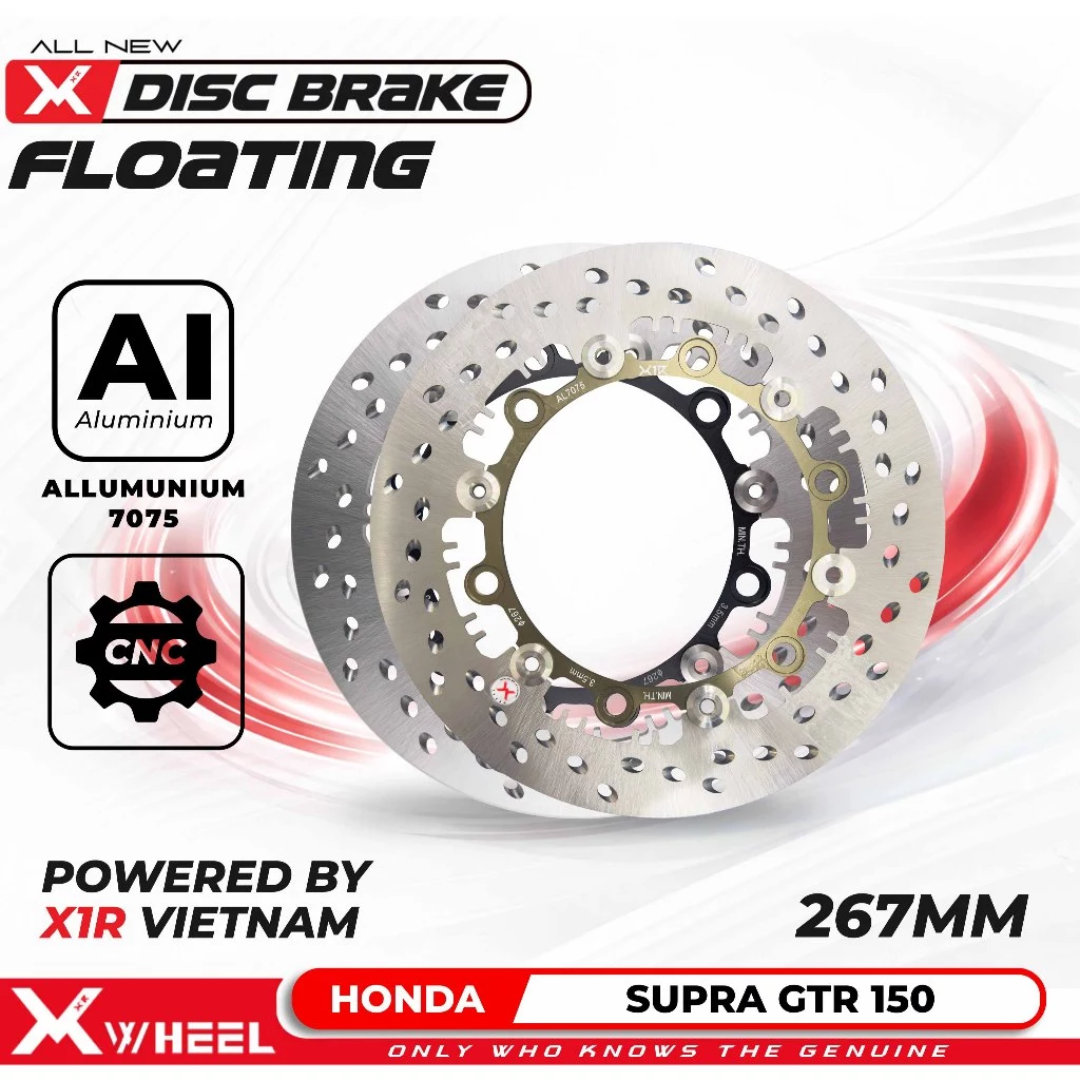 X1R DISC BRAKE FULL FLOATING SUPER ALLOY 7075 HONDA SUPRA RS150 267MM Discbrake Cakram Semi Floating XWheel Supra Gtr 150 267mm Piringan Cakram Depan Disc Lebar - Gambar 1