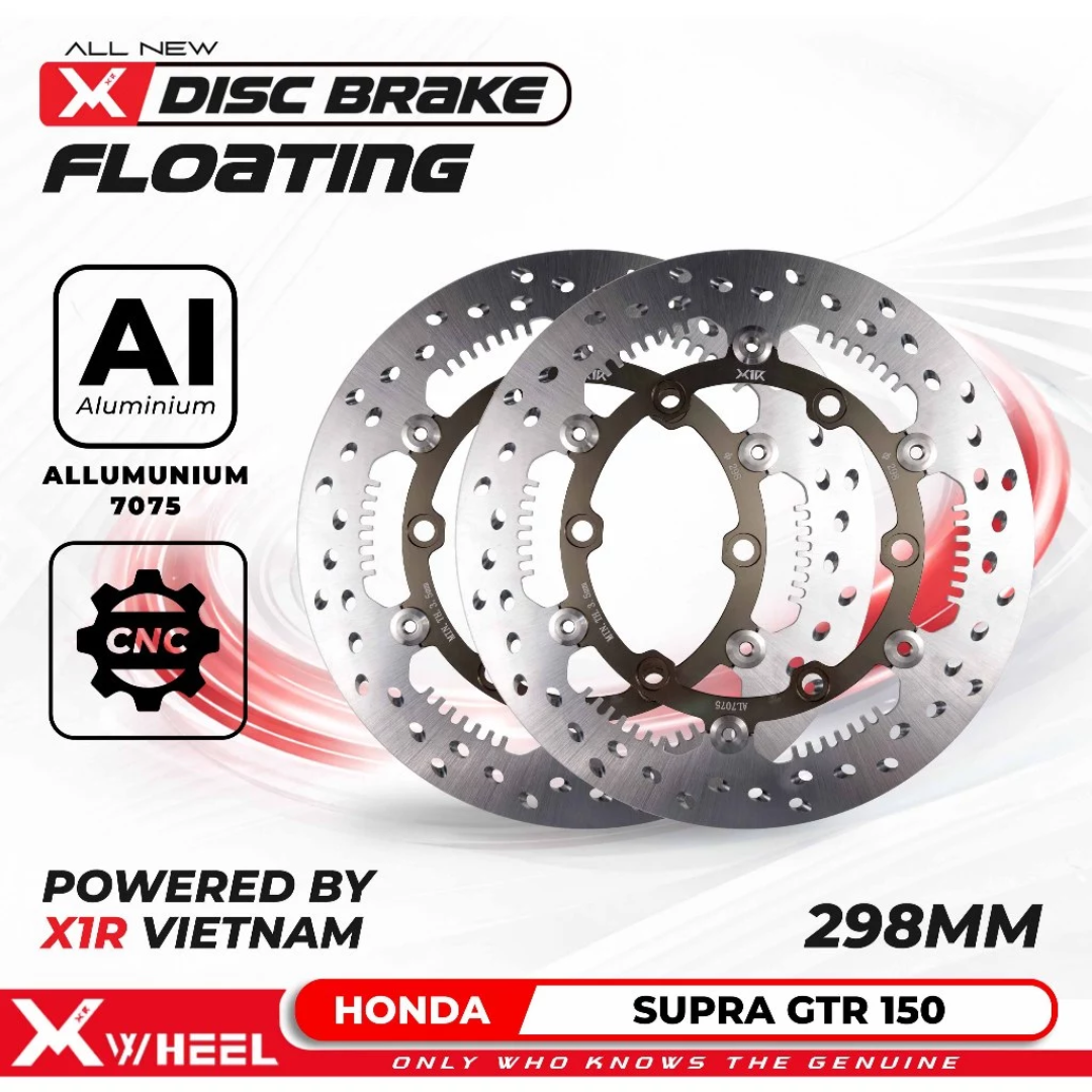 X1R DISC BRAKE FULL FLOATING SUPER ALLOY 7075 HONDA SUPRA RS150 298MM Discbrake Cakram Semi Floating XWheel Supra Gtr 150 298mm Piringan Cakram Depan Disc Lebar - Gambar 1