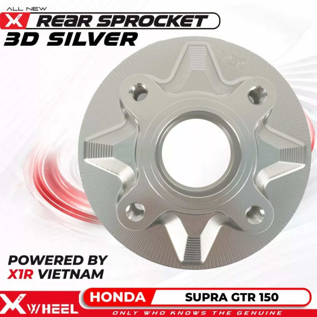 X1R NAP GEAR HONDA SUPRA GTR 150SONIC 4 HOLE SILVER Rear Sprocket Hub Nap Gear XWheel Supra GTR Sonic 150 4 Lubang - Gambar 1