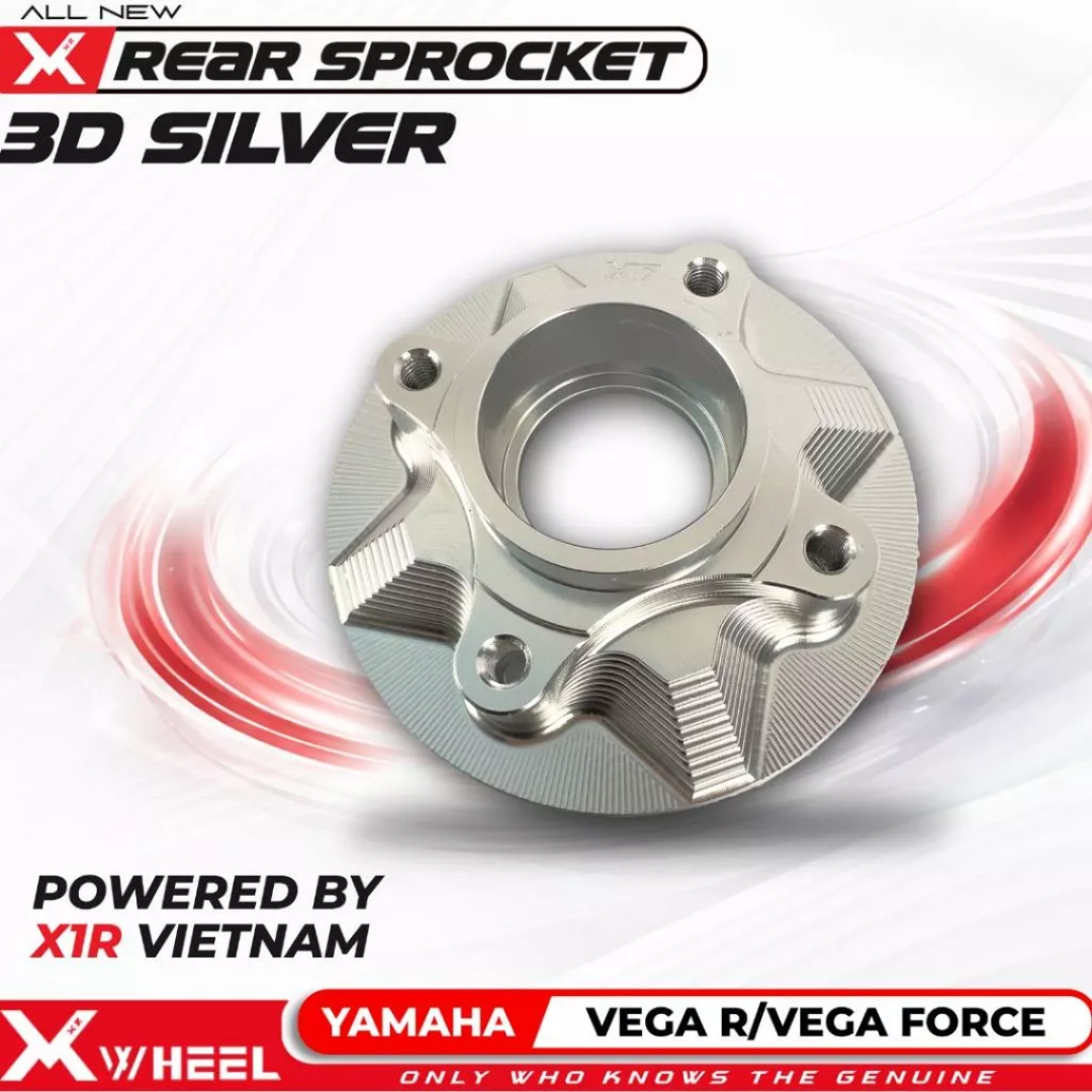 X1R NAP GEAR YAMAHA VEGA 4 HOLE SILVER Rear Sprocket Hub Nap Gear XWheel Vega R Old New 4 Lubang - Gambar 1