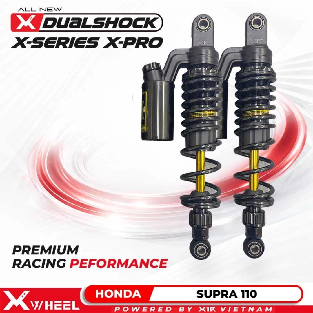 X1R REAR SHOCK X-PRO SERIES HONDA SUPRA 335MM Shock Tabung Shockbreaker XWheel X-Pro Xpro Series Supra 110 125 Wave Revo Absolute Fit 335mm - Gambar 1