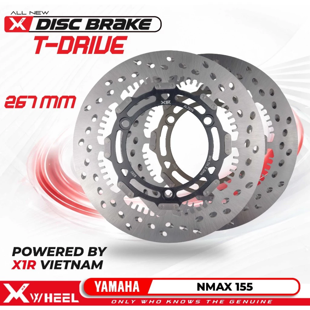 X1R T-DRIVE DISC BRAKE FLOATING DEPAN 267MM NMAX 155 Discbrake Cakram Full Floating XWheel T-Drive Nmax Old New 267mm Piringan Cakram Depan - Gambar 1