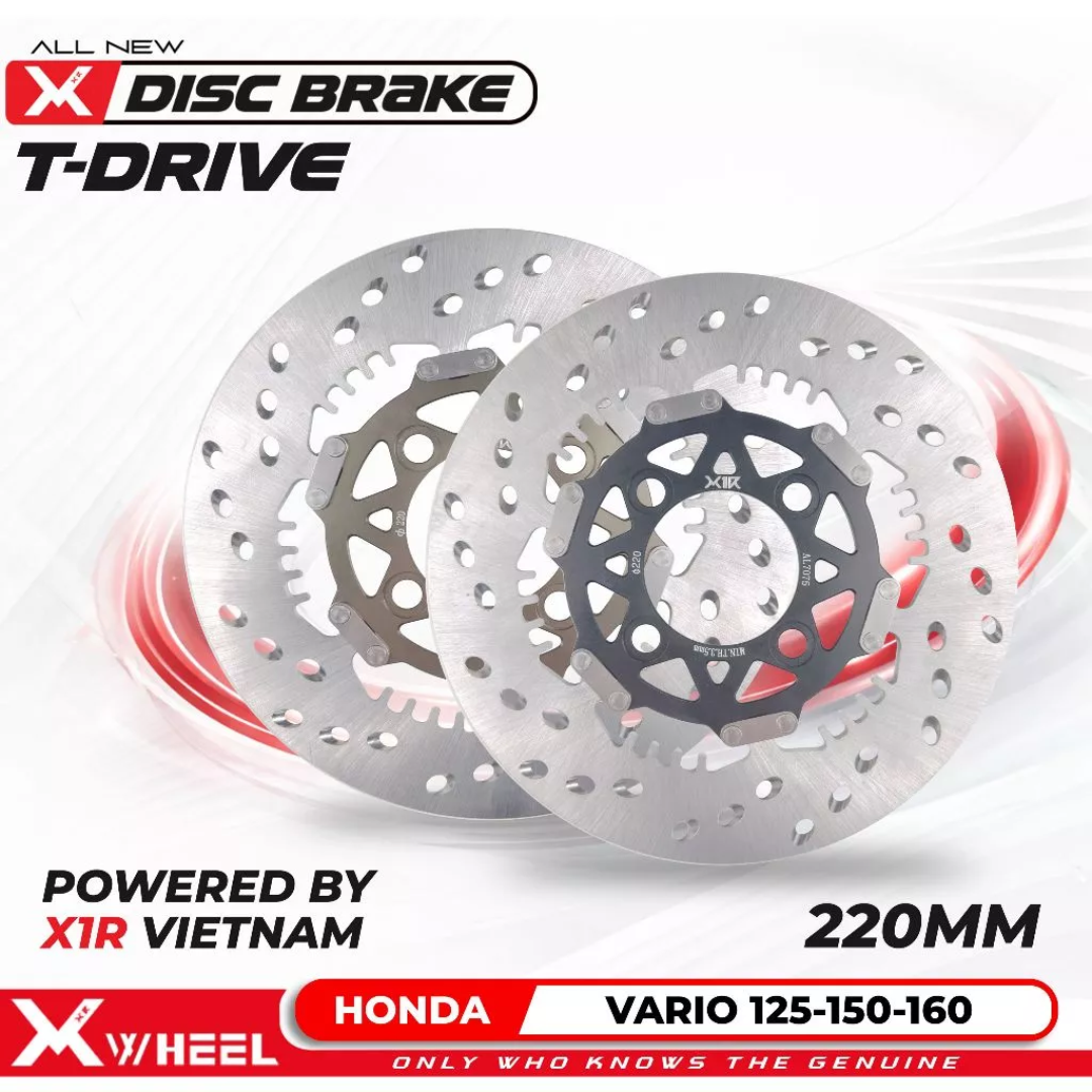 X1R T-DRIVE DISC BRAKE FLOATING DEPAN KIRI 220MM VARIO 150 Discbrake Cakram Full Floating XWheel T-Drive Vario 150 220mm Piringan Cakram Depan - Gambar 1